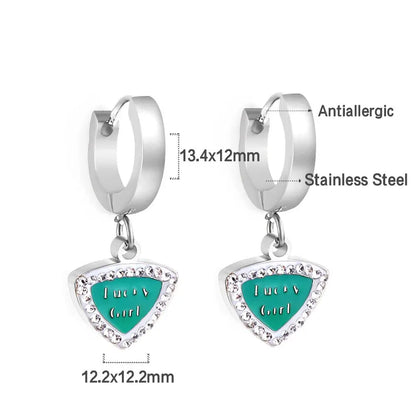 Women Chic Stainless Steel Dangle Earrings Gold Color Shell Black Drip Oil Pendant Drop Hoop Ear Clips Gifts asonjewelry