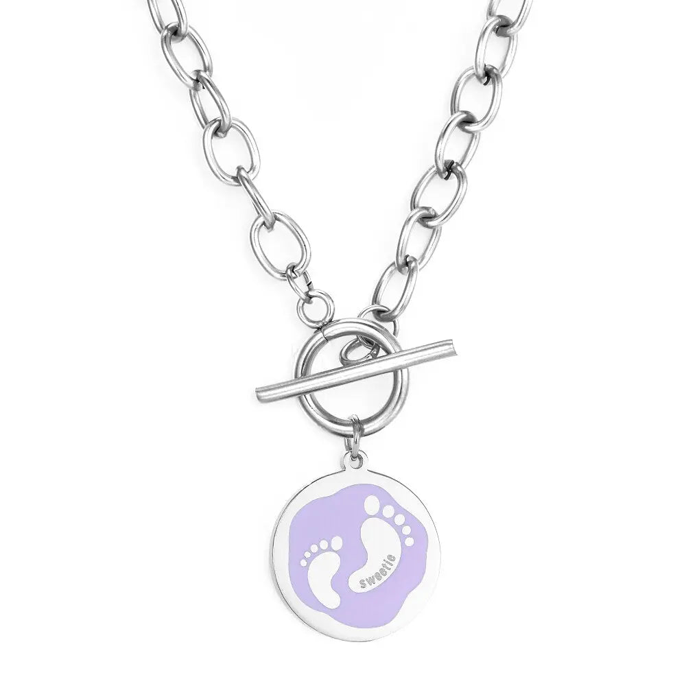 Purple Collier Blue Pattern Jewelry Link Chain Necklace For Woman Designer Charms 2022 New Aesthetic Girls Colliers asonjewelry