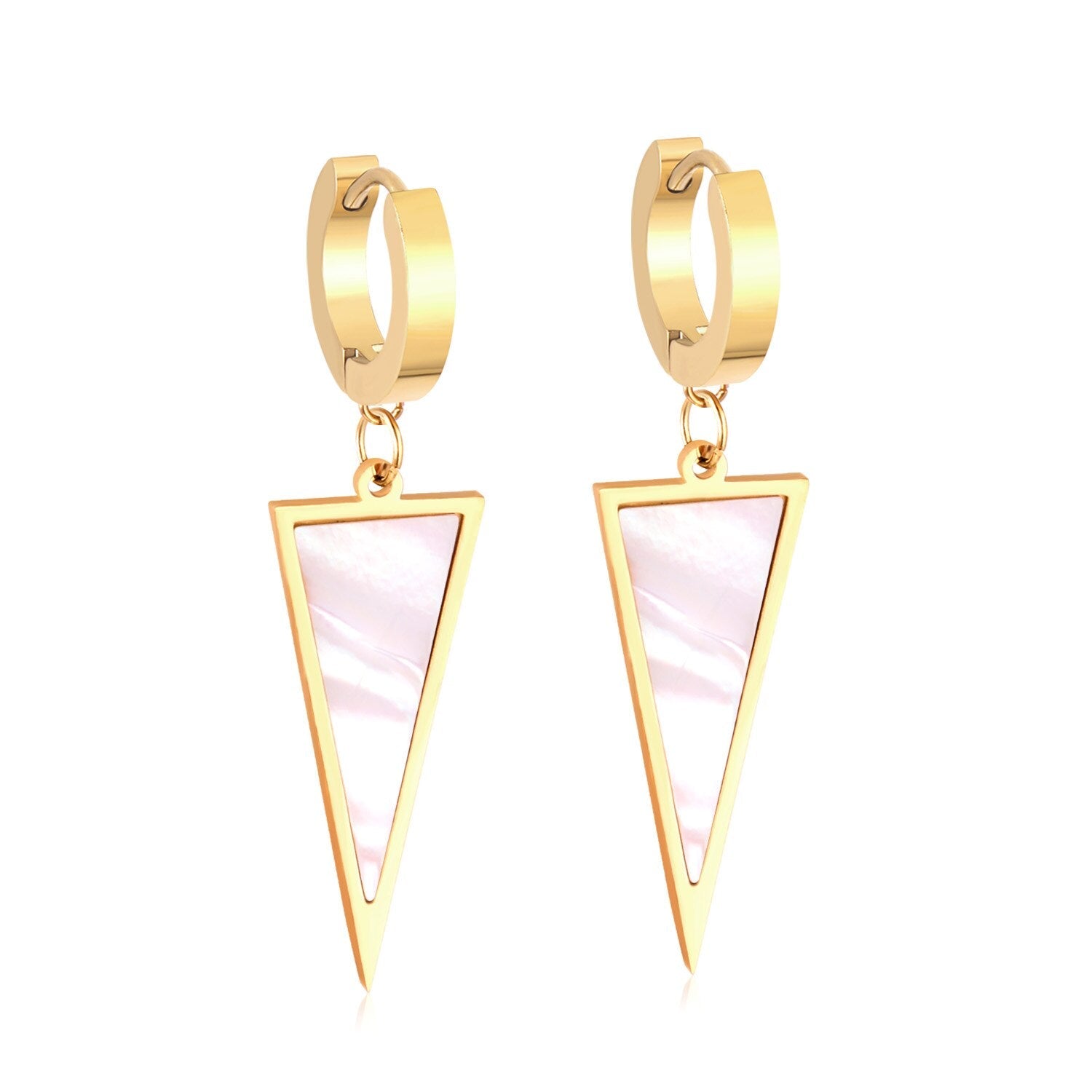 ASON Trendy Style Triangle Shell Drop Earrings for Women Stainless Steel Gold Color Hoop Jewelry Party Daily Wear Piercing asonjewelry