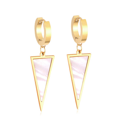 ASON Trendy Style Triangle Shell Drop Earrings for Women Stainless Steel Gold Color Hoop Jewelry Party Daily Wear Piercing asonjewelry
