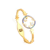 Pulseras Mujer Bangles For Women Stainless Steel Round Universe Blue Color Stainless Steel Cuff Bracelets Bangles Girl