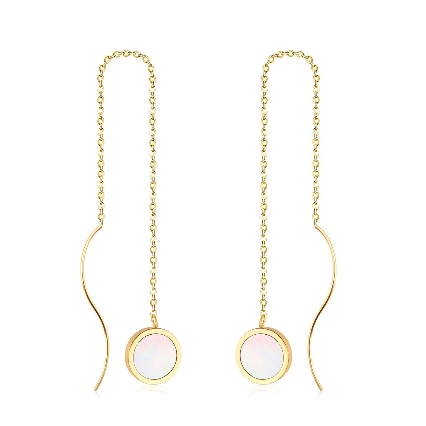 ASON Korean Style Statement Drop Earrings Round Shell Dangle Earring Stainless Steel Jewelry for Women Femme Party Gift asonjewelry