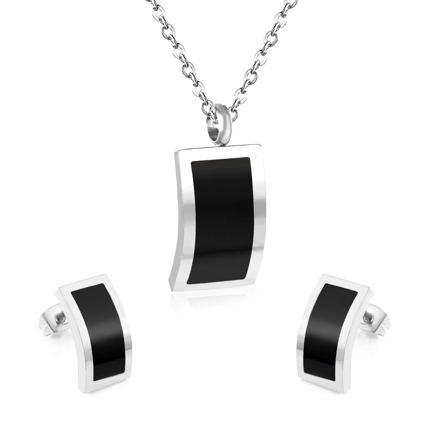 ASON Necklace Earring Sets Stainless Steel Black Shell Pendant Necklace Bijoux Children Jewelry For Girl Earrings Party asonjewelry