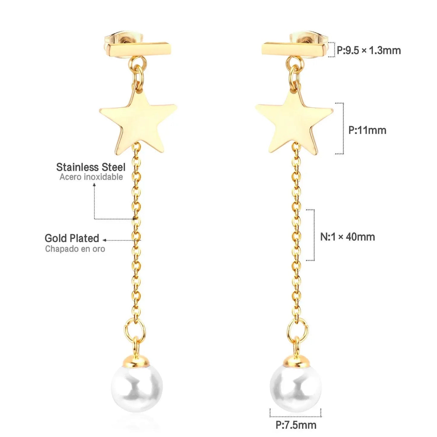 New Crystal Stars Coin Long Tassel Dangle Earrings For Women Girls Stainless Steel Trending Korean Fashion Jewelry asonjewelry