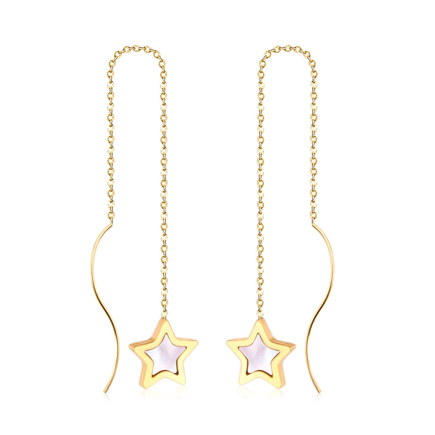 ASON Korean Style Star Shell Drop Earrings Dangle Chain Earring Stainless Steel Jewelry for Women Femme Party Gift asonjewelry