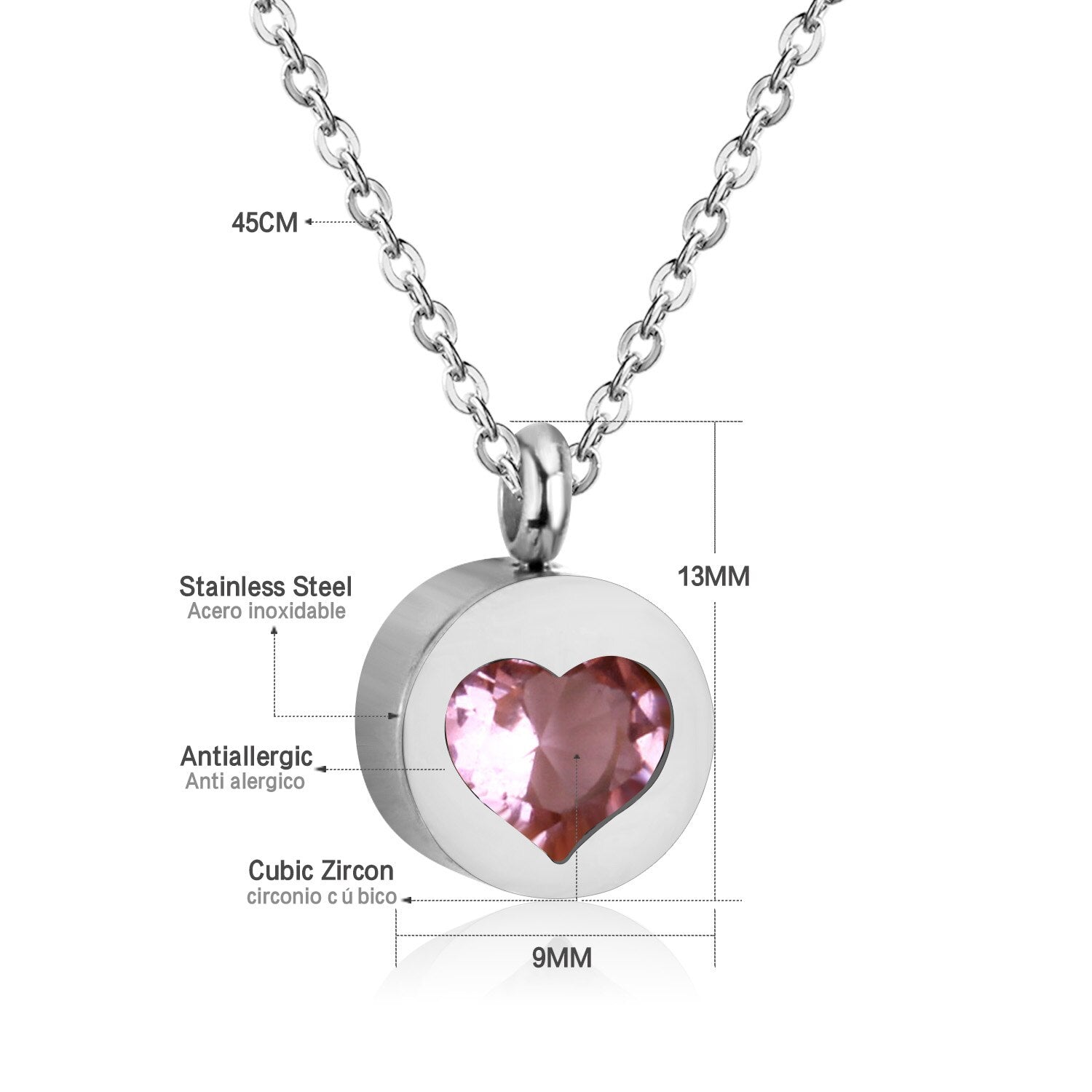 ASON Heart Cubic Zirconia Round Pendants Stainless Steel Chains Necklace Gold Color Accessories Wholesale Daily Wear Choker asonjewelry