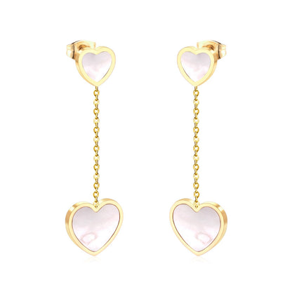 ASON Korean Style Statement Drop Earrings Shell Heart Dangle Earring Stainless Steel Jewelry for Women Femme Party Gift asonjewelry