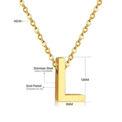 ASON Delicate Classic Style Initial 26 Letters Alphabet Chain Pendant Necklace Stainless Steel Gold Color Jewelry Chokers asonjewelry