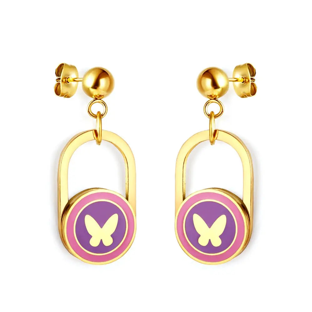 Egirls Jewelry On Ears Oval Shape Trendy Products Gifts For Girls/Woman Cute Pink Butterfly Earrings Heart Dangles asonjewelry