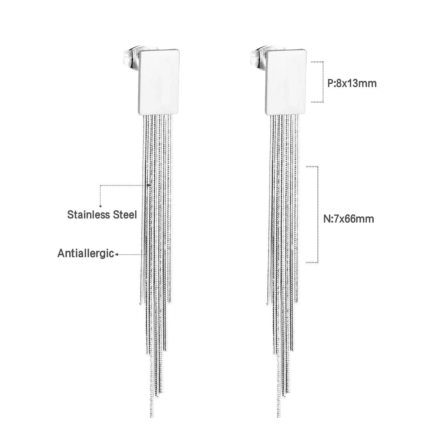 Long Chain Tassel Earrings Women's Gold Color Stainless Steel Drop Earrings Korean Fashion Party Jewelry Wholesale asonjewelry