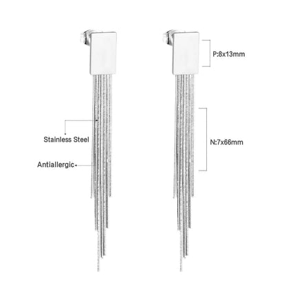 Long Chain Tassel Earrings Women's Gold Color Stainless Steel Drop Earrings Korean Fashion Party Jewelry Wholesale asonjewelry