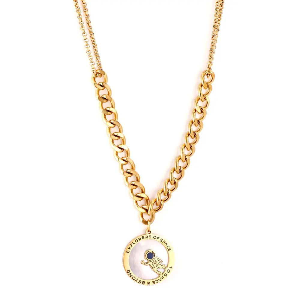Thick Cubic Chain Mix Chains Brand Design Astronaut Pendant Necklace For Woman Boy Jewelry For Uniqu Birthday Gifts asonjewelry
