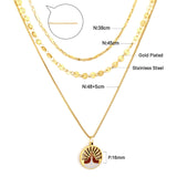 Multi Layered Chain Choker Necklace For Women Heart Shape Green Evil Eyes Stars Pendant Stainless Steel Jewelry Gifts
