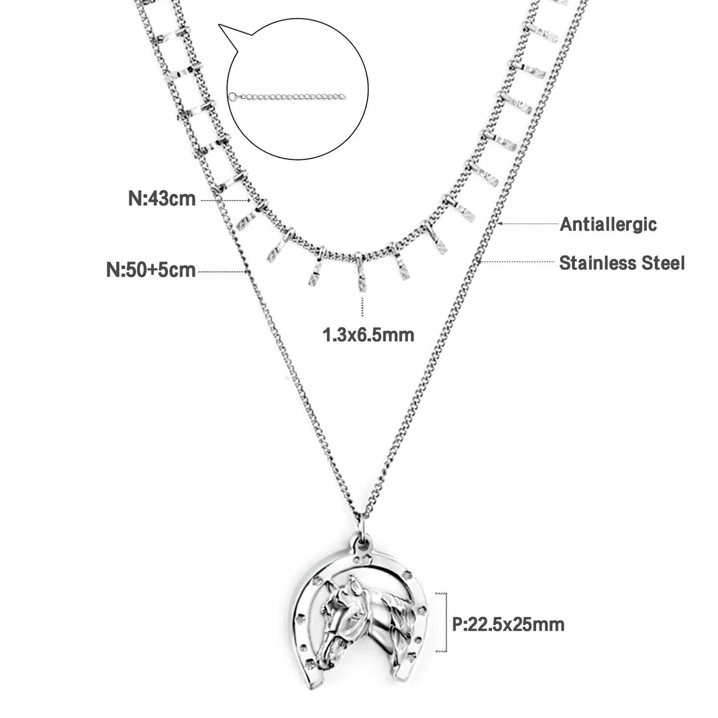 New Hamsa Hand Pendant Necklace For Women Girls Stainless Steel Blue Evil Eyes Double Layer Chain Turkish Luck Jewelry asonjewelry