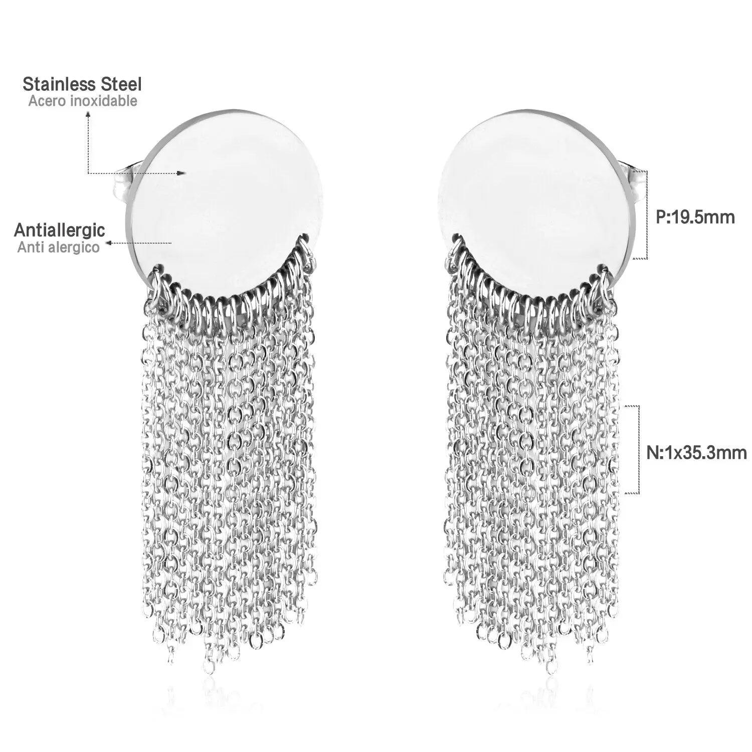 Long Chain Tassel Earrings Women's Gold Color Stainless Steel Drop Earrings Korean Fashion Party Jewelry Wholesale asonjewelry