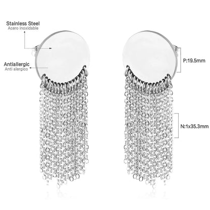 Long Chain Tassel Earrings Women's Gold Color Stainless Steel Drop Earrings Korean Fashion Party Jewelry Wholesale asonjewelry