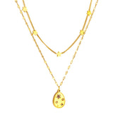 ASON Trendy Star Accessories Oval Cubic Zirconia Charm Pendant Necklaces Gold Color Stainless Steel For Women Jewelry Gift