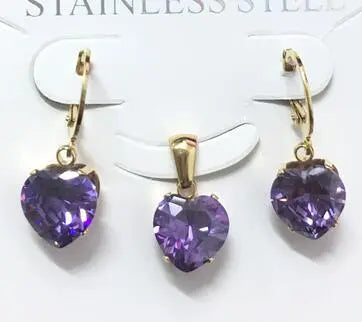 Heart Shape Luxury Jewelry Sets For Woman Dangle AAA Zirconia Earrings With Heart Fairy Aesthetic Pendant Necklace asonjewelry