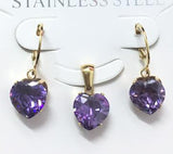 Heart Shape Luxury Jewelry Sets For Woman Dangle AAA Zirconia Earrings With Heart Fairy Aesthetic Pendant Necklace
