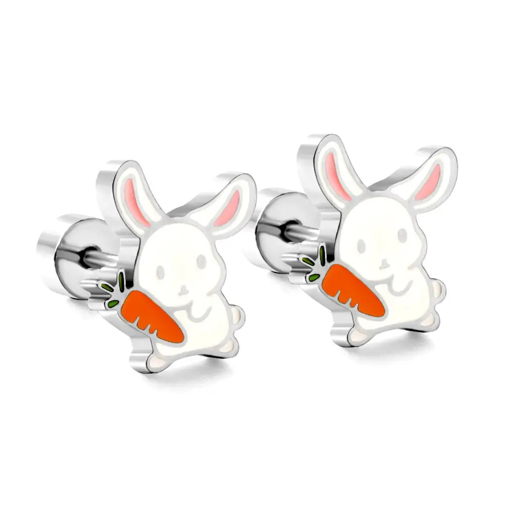 Cute Girls's Earrings Acrylic Design Animals Piercing Butterflies Stainless Steel Penguin Childlike серьги brinco asonjewelry