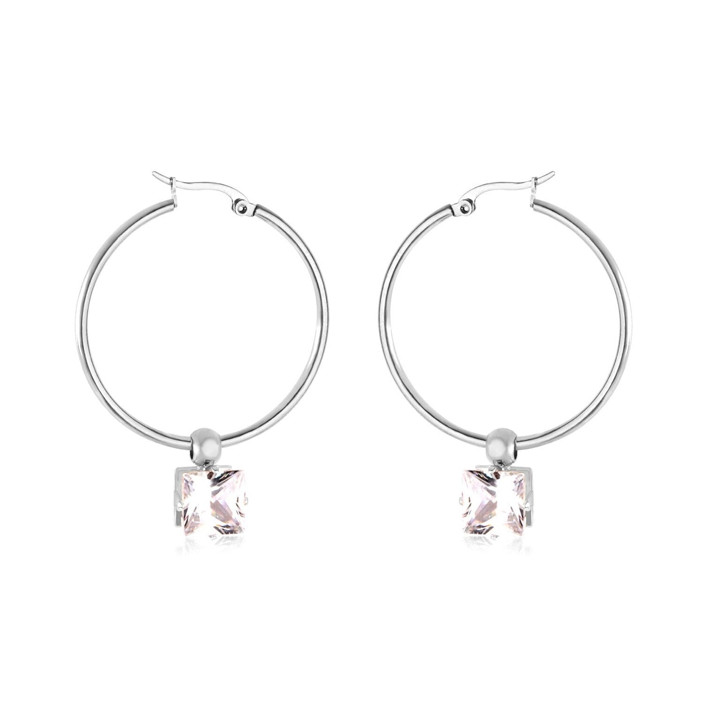 ASON Round Ear Hoop Earring With Cubic Zirconia Classic Style 2022 Stainless Steel Circle Earring Fashion Jewelry Party asonjewelry