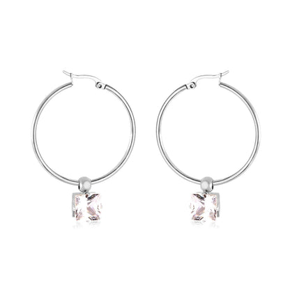 ASON Round Ear Hoop Earring With Cubic Zirconia Classic Style 2022 Stainless Steel Circle Earring Fashion Jewelry Party asonjewelry