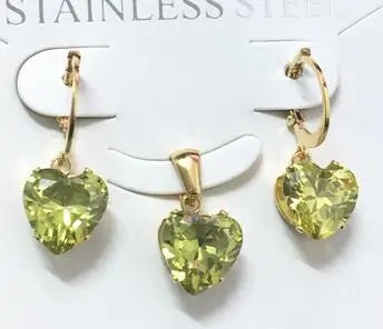 Heart Shape Luxury Jewelry Sets For Woman Dangle AAA Zirconia Earrings With Heart Fairy Aesthetic Pendant Necklace asonjewelry