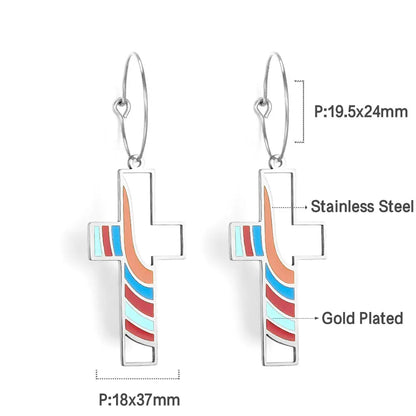 Summer Stainless Steel Geometric Hoop Earrings Minimalist Fan Leaf Shape Unusual Beach Waterproof Jewelry For Women asonjewelry