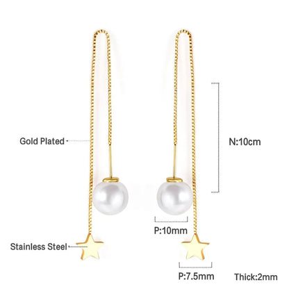 Simple Tassel Linear Chain Long Drop Earrings For Women Girl Geometric Star Hanging Ear Line Japan Korean Jewelry 2022 asonjewelry