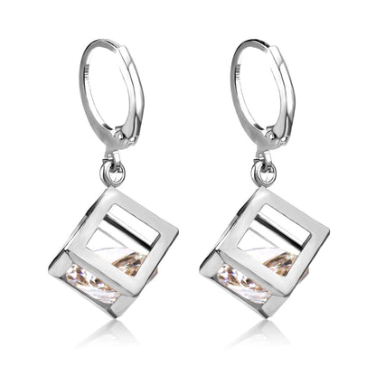 ASON Geometry Cubic Zirconia Piercing Drop Earrings Stainless Steel Gold Color Ear Hoop For Women Fashion Jewelry Party asonjewelry