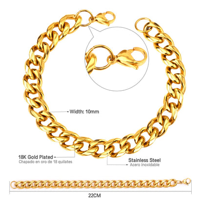 Fashion 10mm Stainless Steel Chain Bracelet For Women asonjewelry