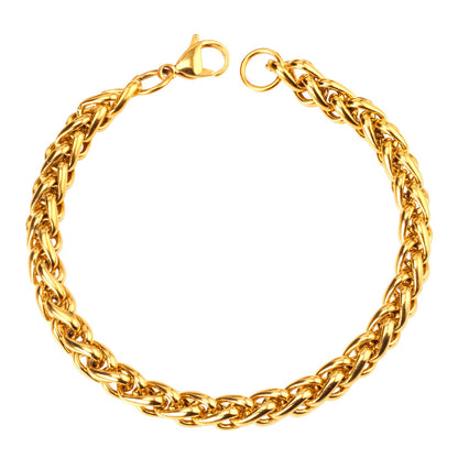 7mm Chain Bracelets Stainless Steel Gold Color for Men Women Party Gift Fashion Bangle Jewelry asonjewelry