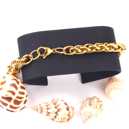 7mm Chain Bracelets Stainless Steel Gold Color for Men Women Party Gift Fashion Bangle Jewelry asonjewelry
