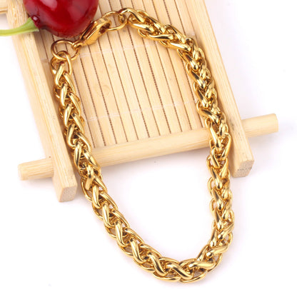 7mm Chain Bracelets Stainless Steel Gold Color for Men Women Party Gift Fashion Bangle Jewelry asonjewelry