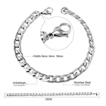 6/8/10mm Inner Star Pattern  Stainless Steel Chain Bracelet For Women asonjewelry