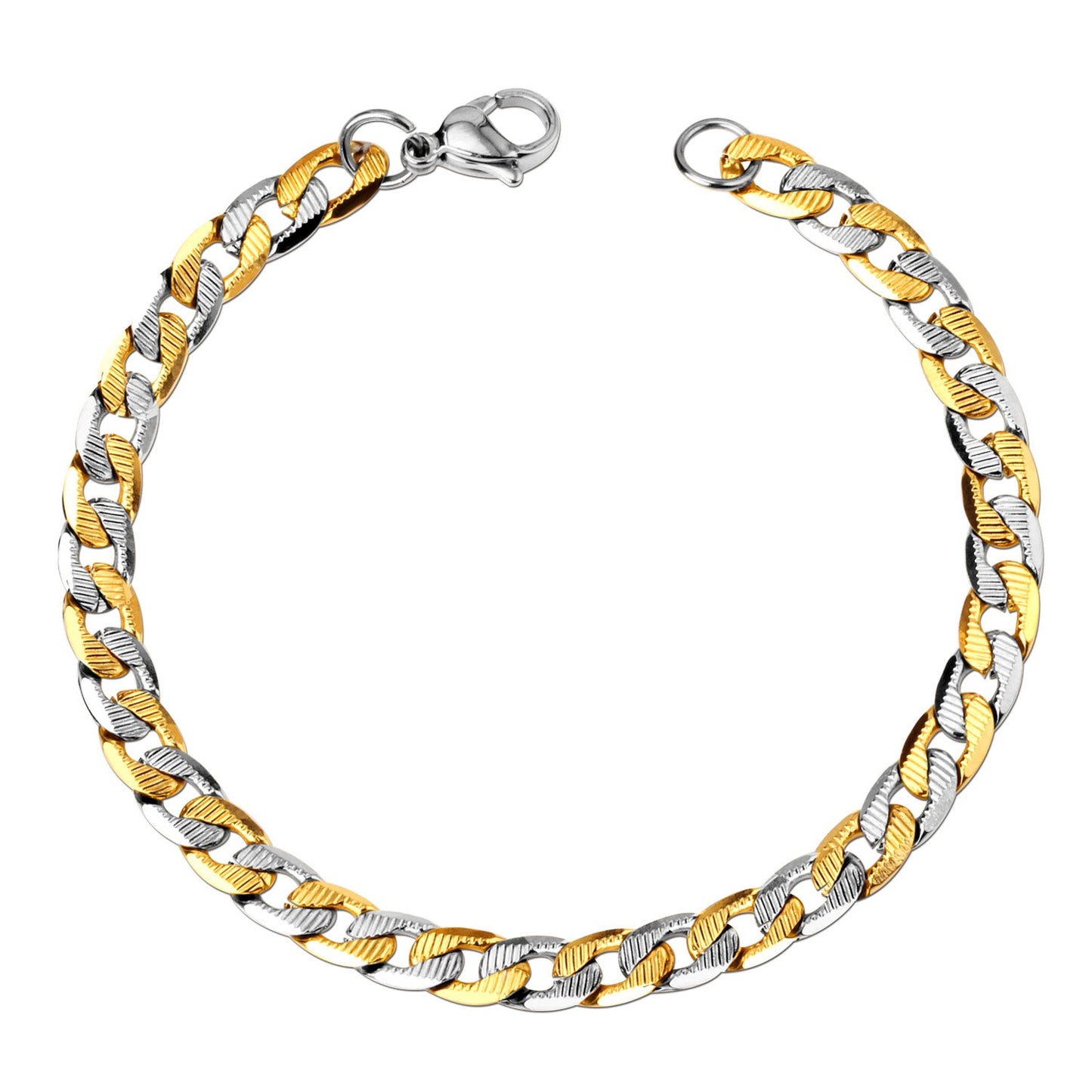 6mm Inner Horizontal Grain Stainless Steel Chain Bracelet For Women asonjewelry