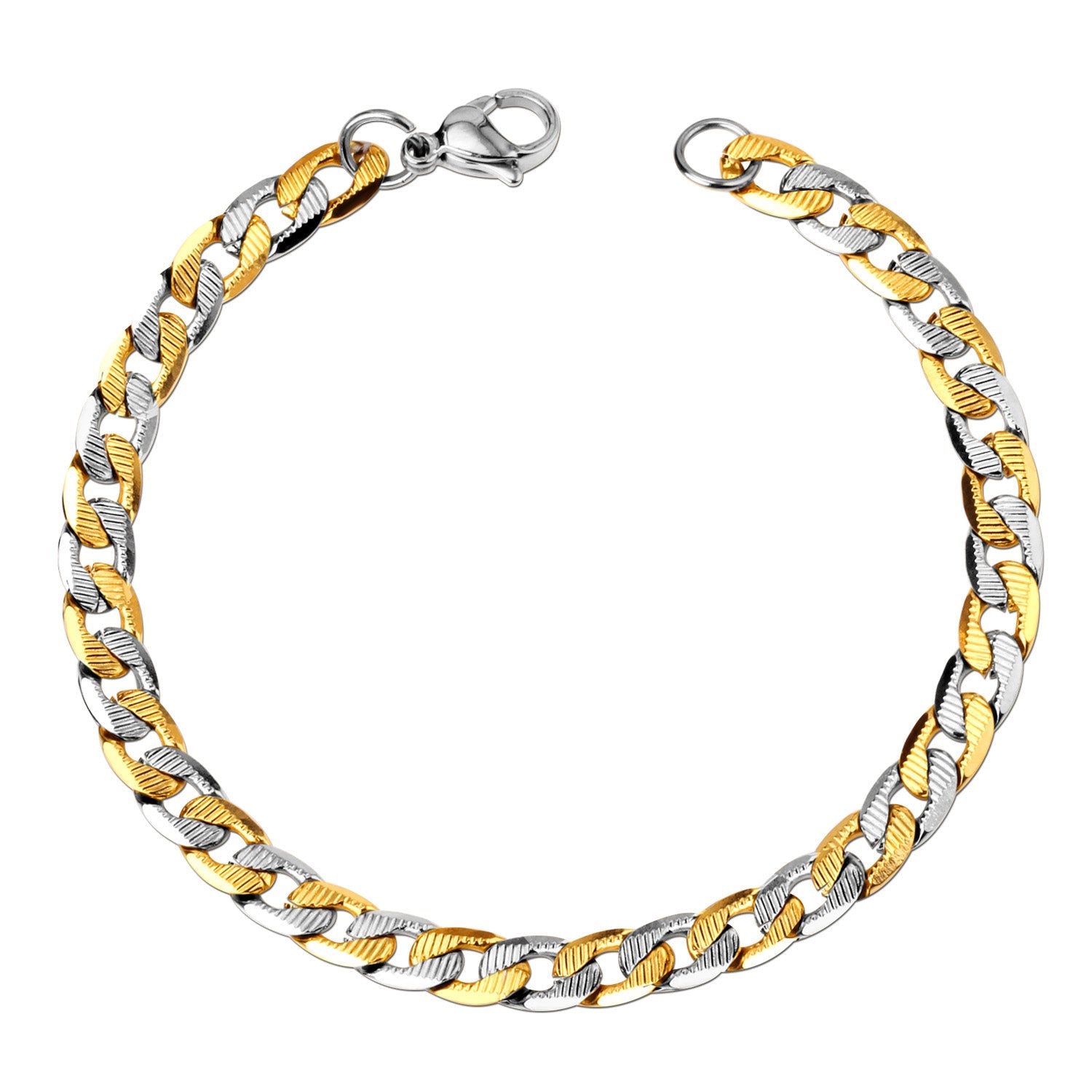 6mm Inner Horizontal Grain Stainless Steel Chain Bracelet For Women asonjewelry