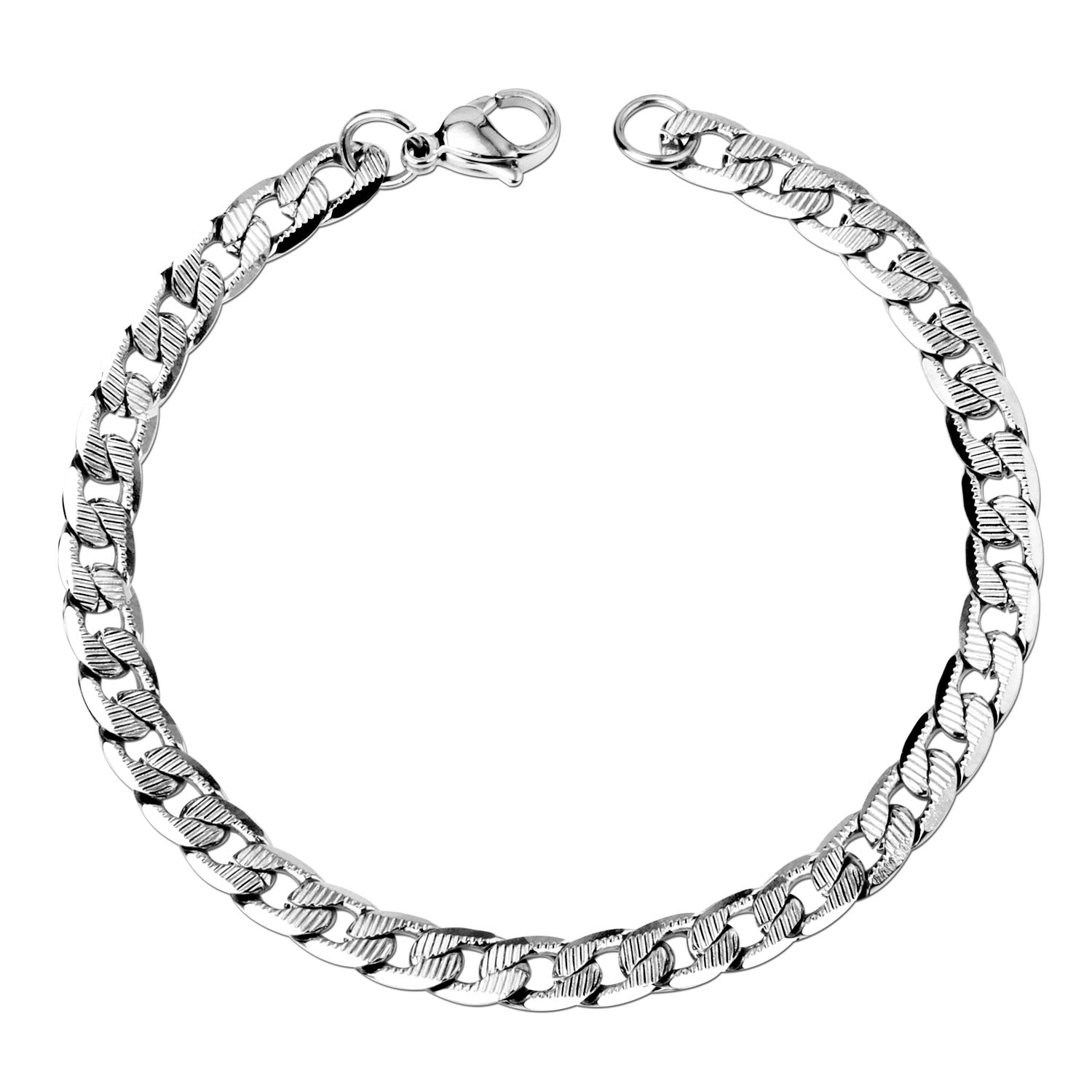 6mm Inner Horizontal Grain Stainless Steel Chain Bracelet For Women asonjewelry