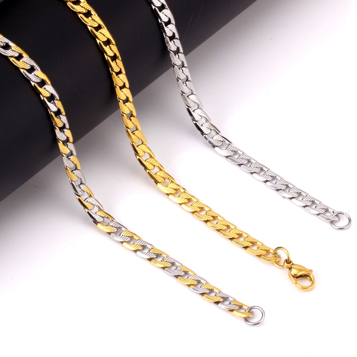 6mm Inner Horizontal Grain Stainless Steel Chain Bracelet For Women asonjewelry