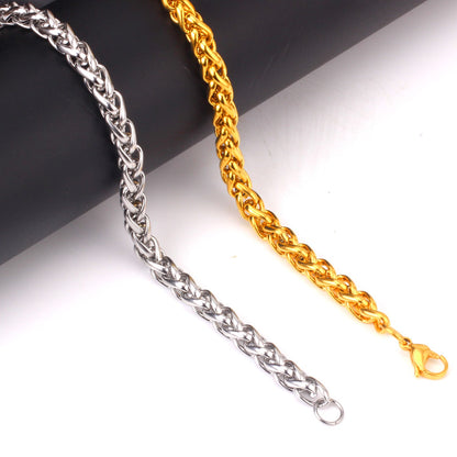 7mm Chain Bracelets Stainless Steel Gold Color for Men Women Party Gift Fashion Bangle Jewelry asonjewelry