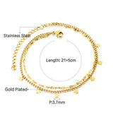 ASON Vintage Stars Accessories Multi-layer Link Chains Anklet Gold Color Stainless Steel For Women Fashion Jewelry Party