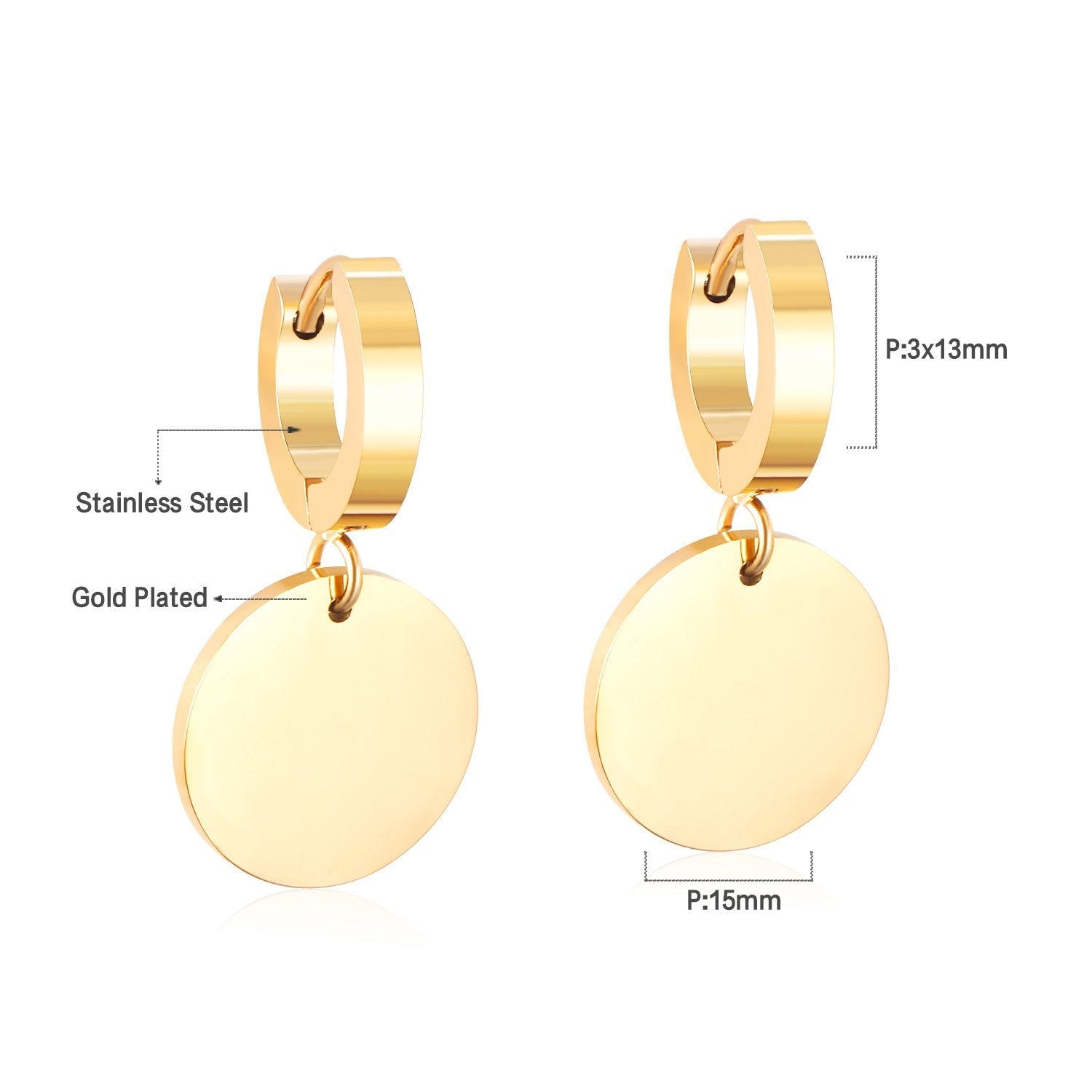 ASON Stylish Round Pendant Stainless Steel Earrings for Women Girls Hanging Dangle Earring Simple Jewelry Party Gift asonjewelry