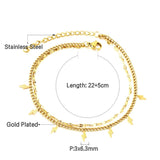 ASON Vintage Lightning Shape Accessories Multi-layer Link Chains Anklet Gold Color Stainless Steel For Women Jewelry Boho