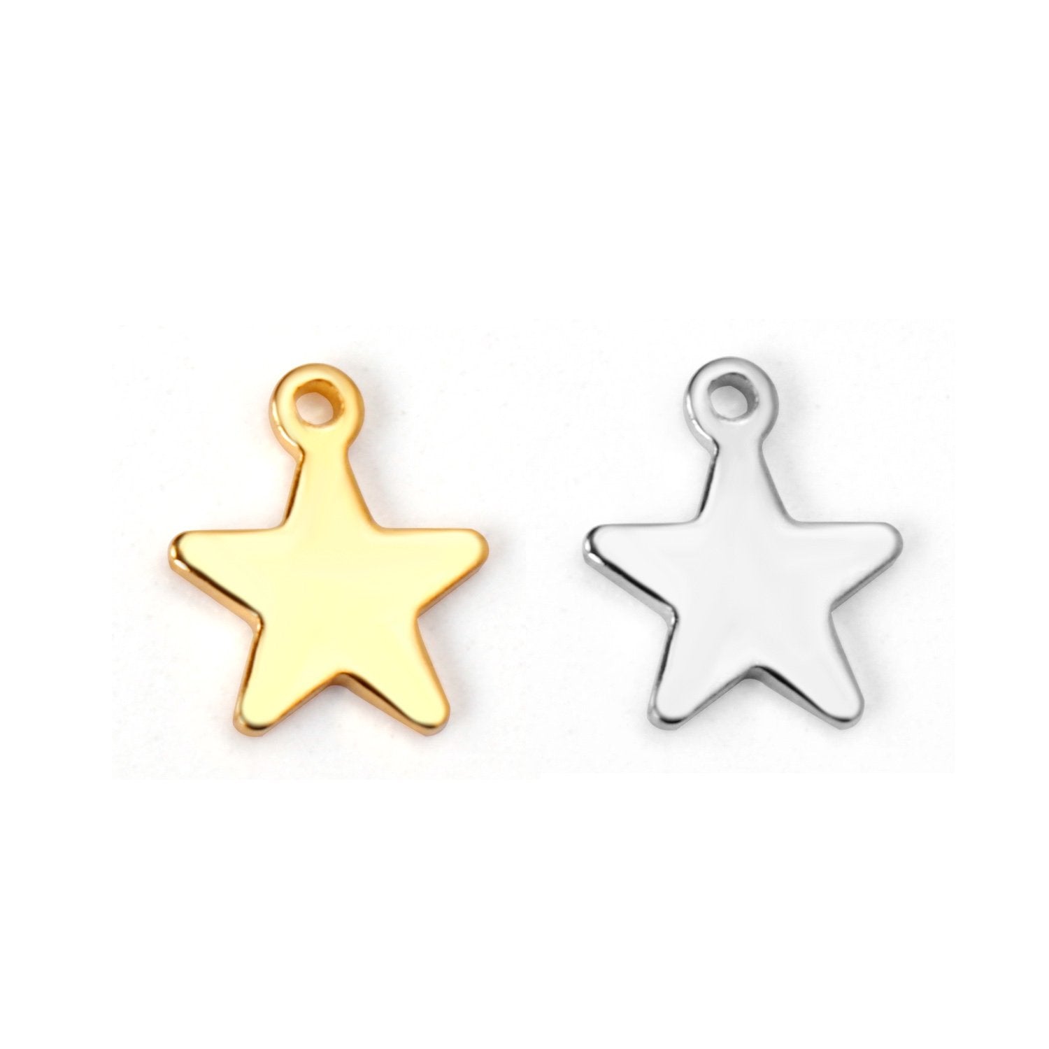 ASON 100 Pcs/Lot Star Charms 316L Stainless Steel Stars Pendant Gold Silver Color With Holes For DIY Jewelry Making Supplies asonjewelry