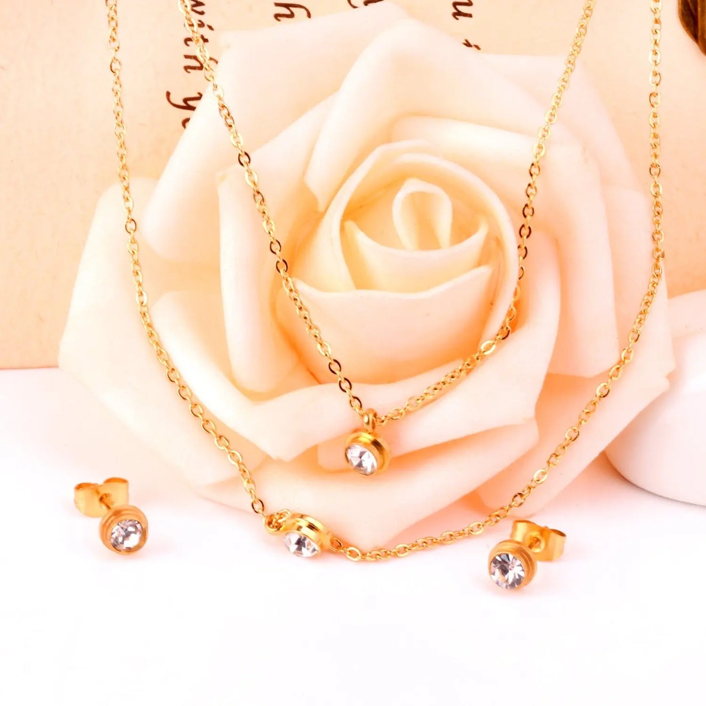 Necklace Earrings Stainless Steel Material Luxury Wedding Trendy Jewelry Sets For Women Valentine's Day Present asonjewelry