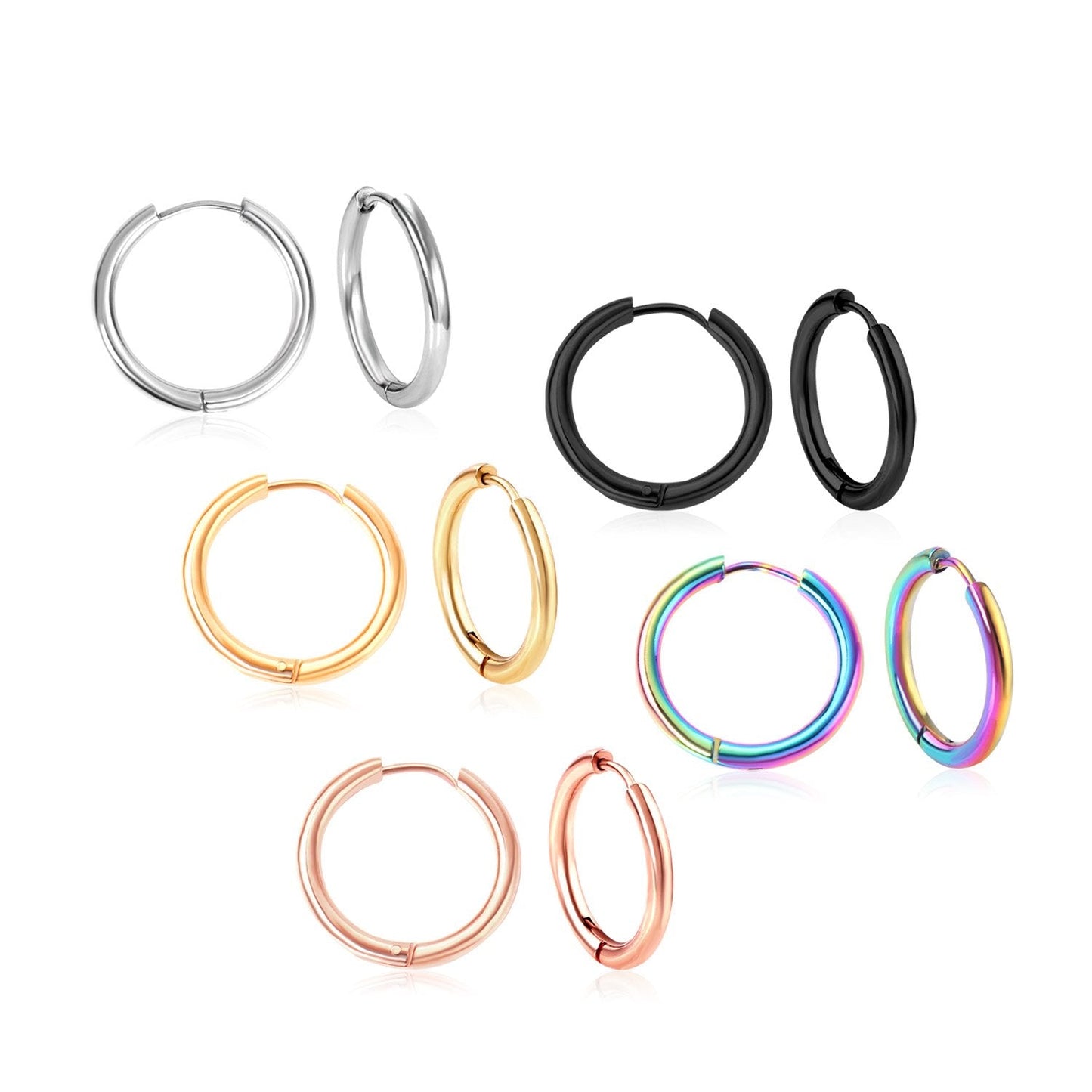 ASON 5pair/10pcs Circle Hoop Earrings Women Girl Colorful Round Earring Geometry Earrings Simple Anti-allergy Jewelry Daily Wear asonjewelry