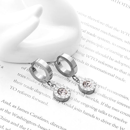 ASON Lovely Roman Numerals Pendant Earrings with Cubic Zirconia for Women Girls Dangle Earring Accessories Jewelry Gift asonjewelry