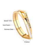 ASON-Anillo de acero inoxidable con letras talladas para mujer, sortija delgada, informal, Color dorado, accesorio de joyería de moda, fiesta diaria