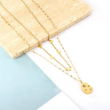 ASON Trendy Star Accessories Oval Cubic Zirconia Charm Pendant Necklaces Gold Color Stainless Steel For Women Jewelry Gift