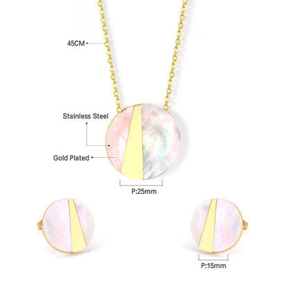 Trendy Elegant Shell Shape Stainless Steel Necklaces Earrings Sets For Ladies Luxury Jewellry Sets pendientes mujer asonjewelry
